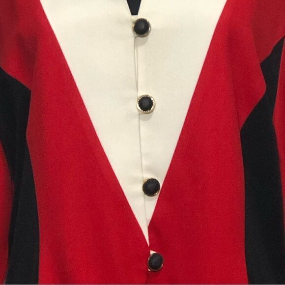 Vintage Harlequin Blazer Coat White Black Red - Medium - Picture 3 of 5